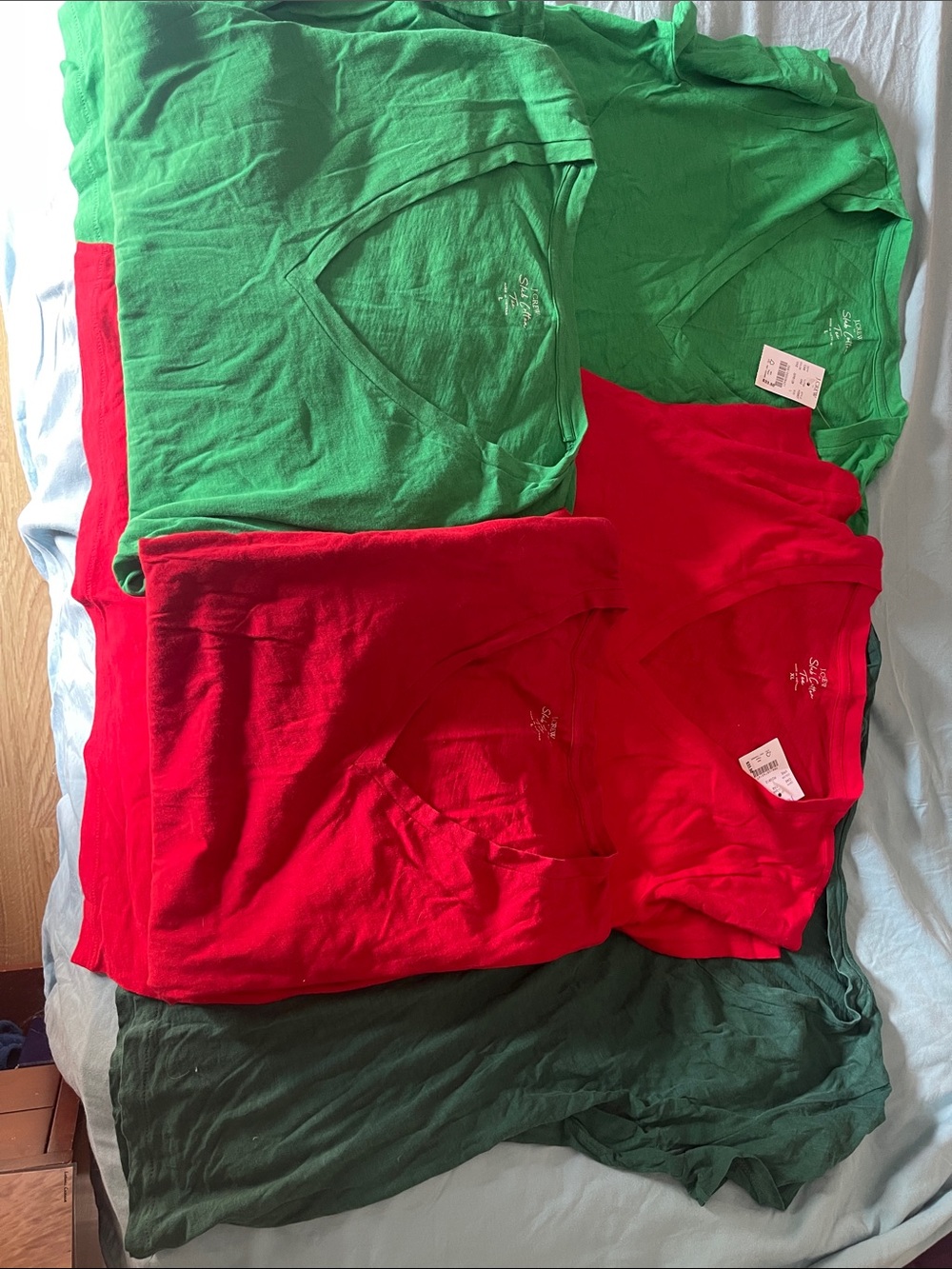 Five J. Crew v-neck slub cotton t-shirts, 2 still have the tags on!